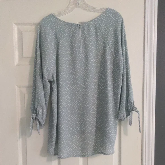EUC✨ PAPERMOON XL mint/light blue Coraley 3/4 Tie Sleeve Blouse from Stitchfix - Picture 10 of 17